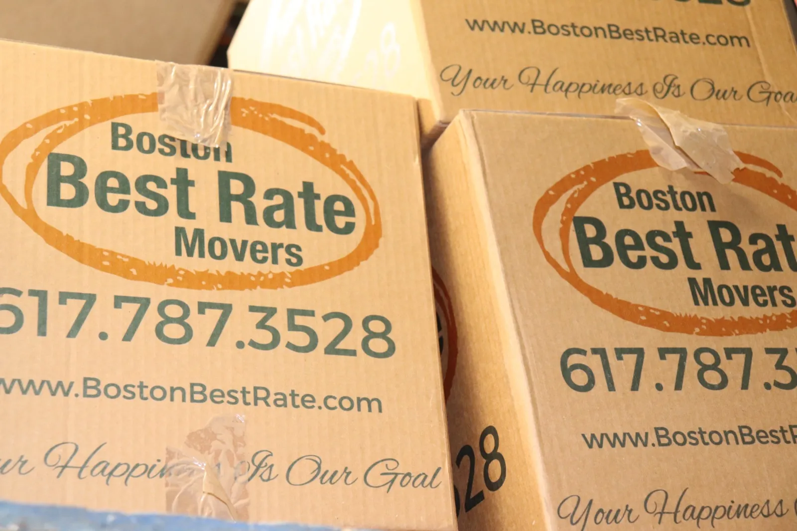 Boston Best Rate Movers branded moving boxes